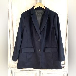 Talbots Plus Navy Blue Wool Blend Blazer Sz 14W